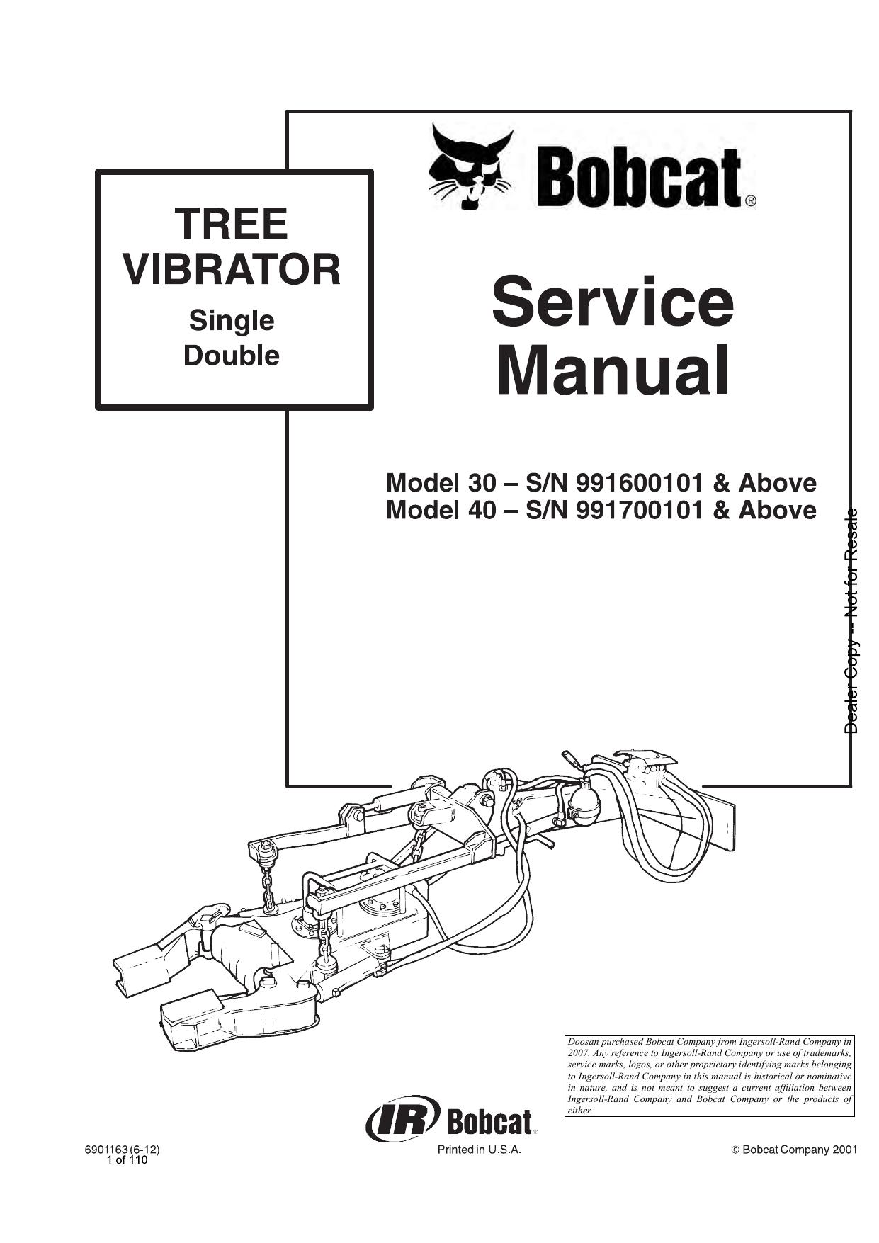 Tree VIBRATOR Attachment Service Manual Bobcat